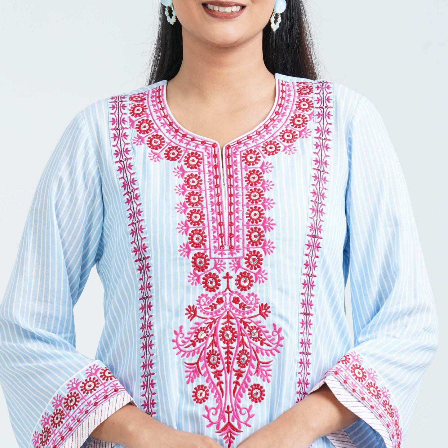 Women's Blue Cotton Two Piece Set