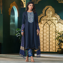 Load image into Gallery viewer, Women Navy Ethnic Set
