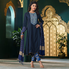 Load image into Gallery viewer, Women Navy Ethnic Set
