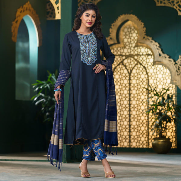 Women Navy Ethnic Set