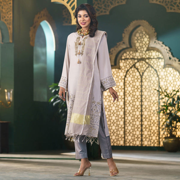 Women's Beige Zardozi Set