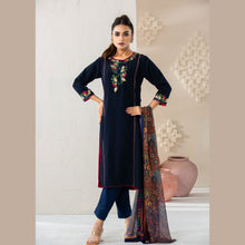 Load image into Gallery viewer, Womens Navy Ethnic 3Pcs Set
