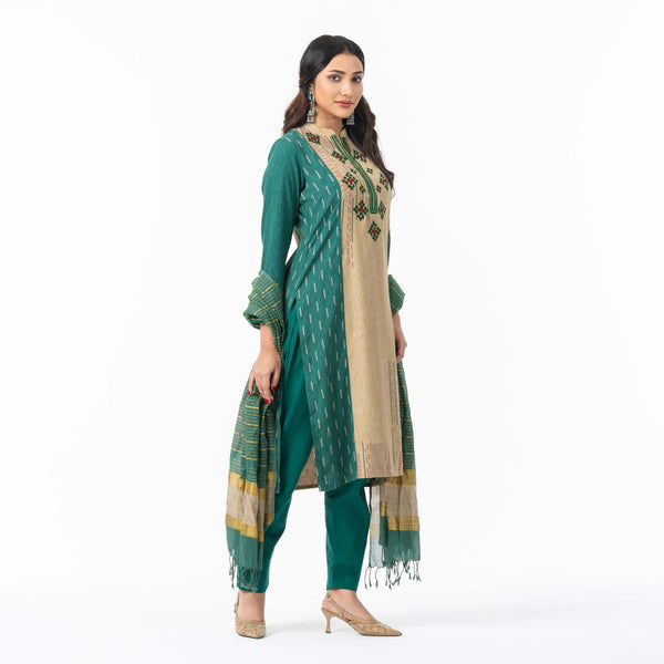 Womens Ethnic Green 3-Piece Set