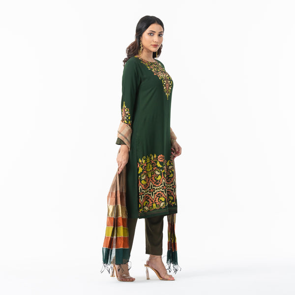 Womens Ethnic Green 3-Piece Set