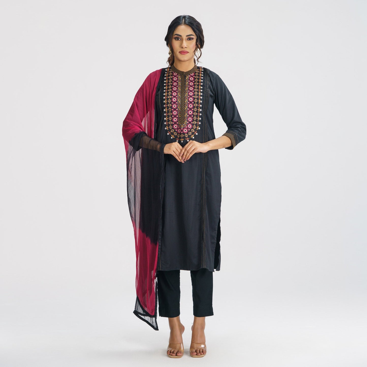 Womens Black Ethnic Three Pcs