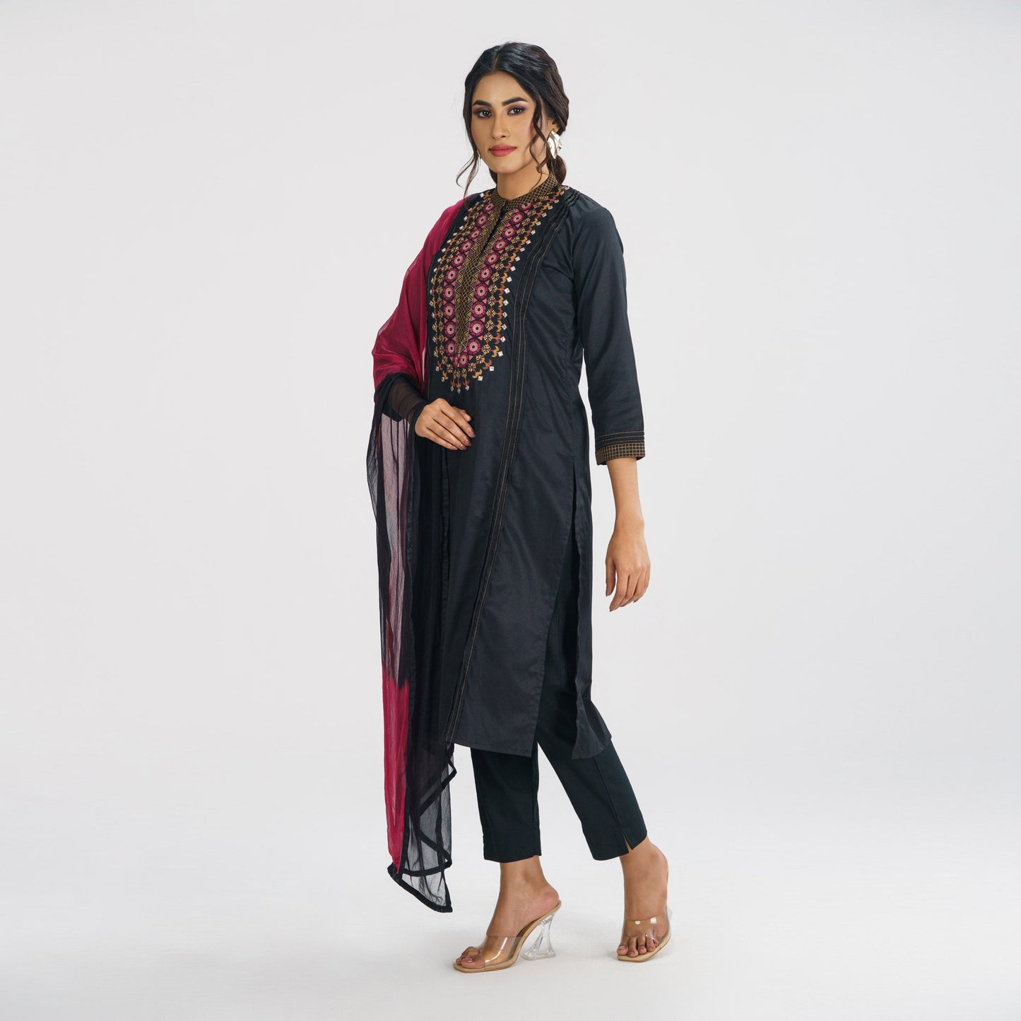 Womens Black Ethnic Three Pcs
