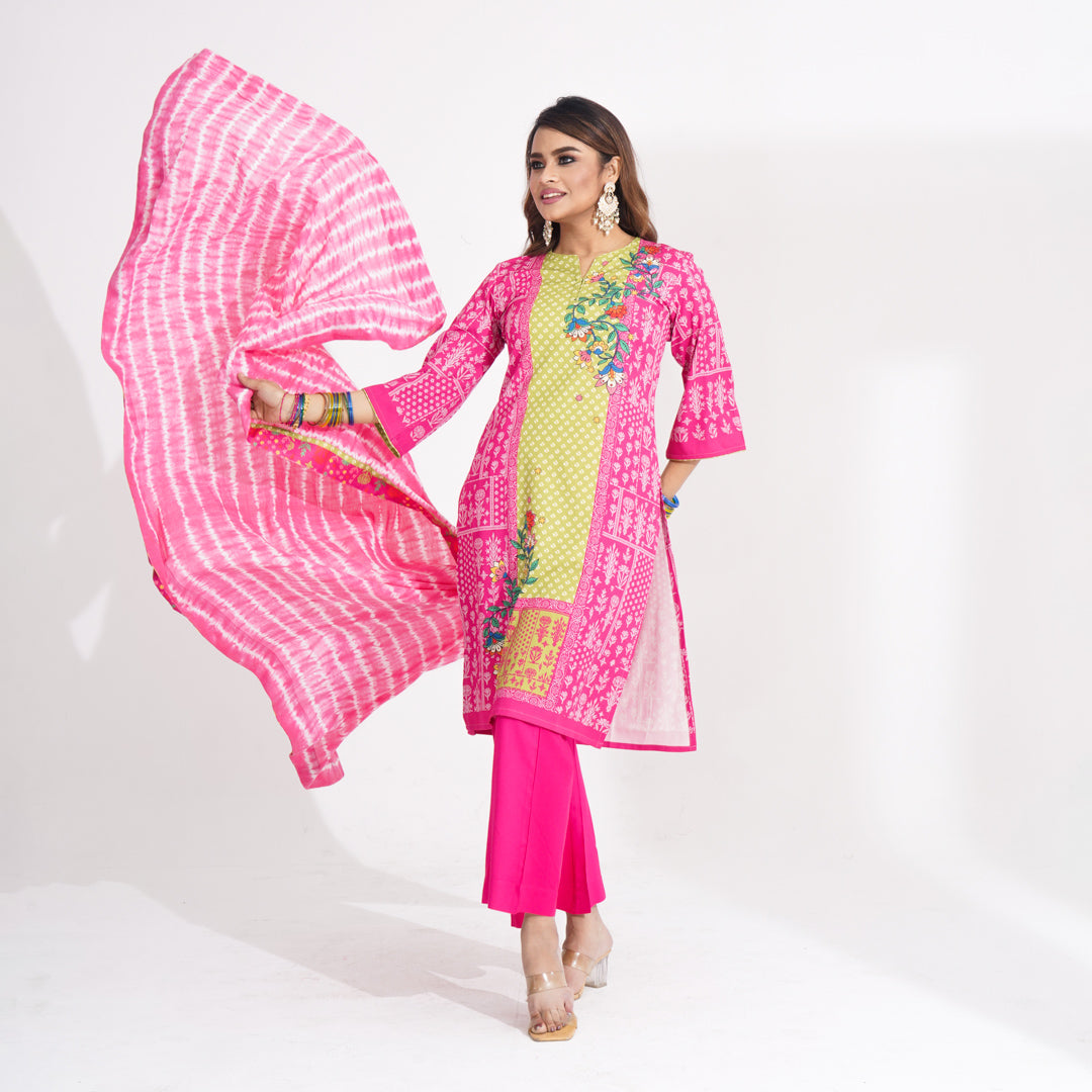 Women Pink Ethnic 3-Piece Set