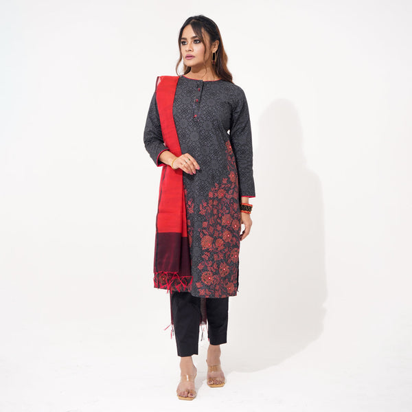 Women Black & Red Ethnic 3-Piece Set