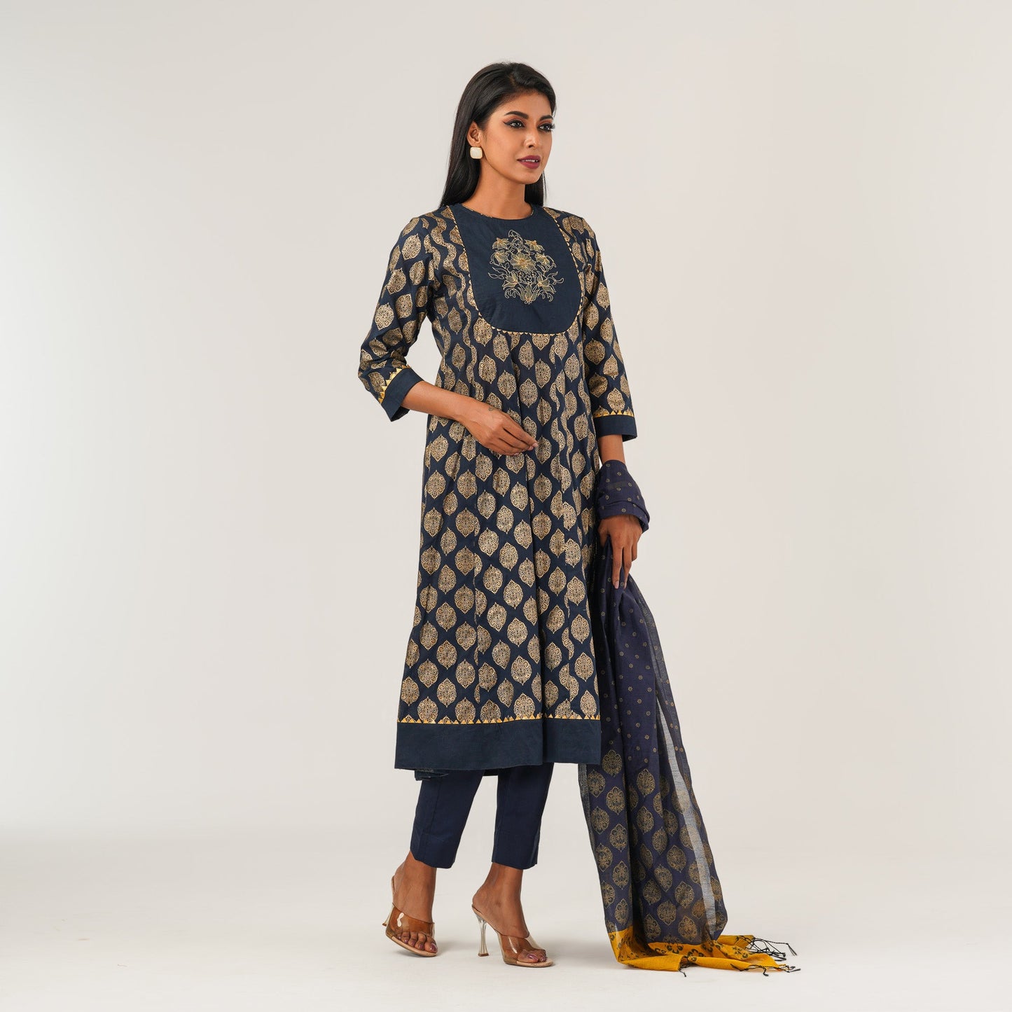 Womens Navy Ethnic 3 PcsSet