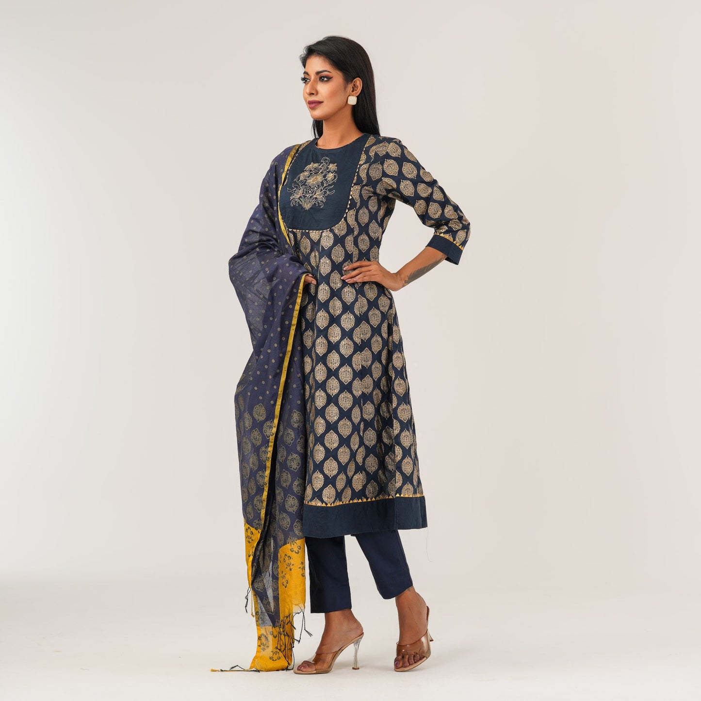 Womens Navy Ethnic 3 PcsSet