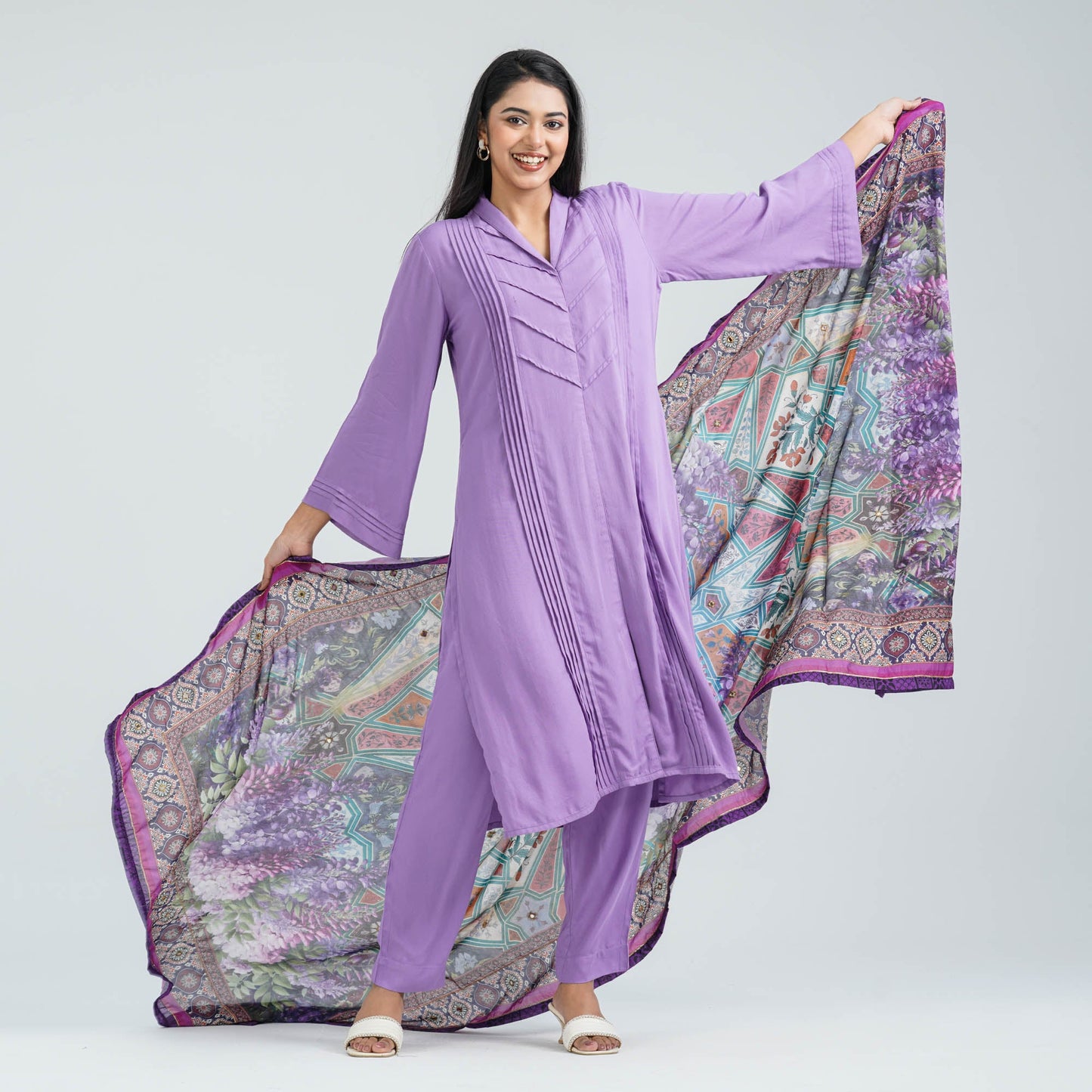 Women’s Lavender Viscose Three Piece Set