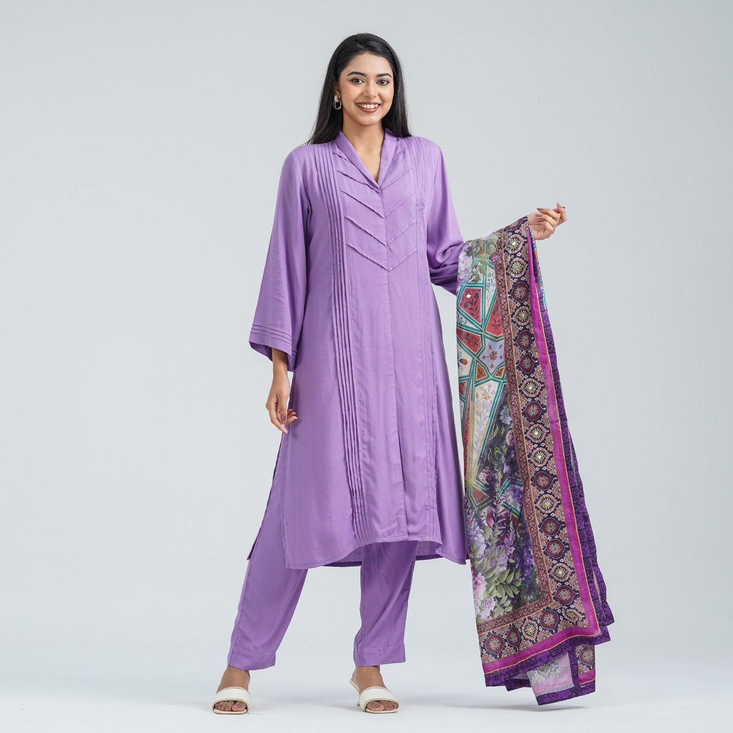 Women’s Lavender Viscose Three Piece Set