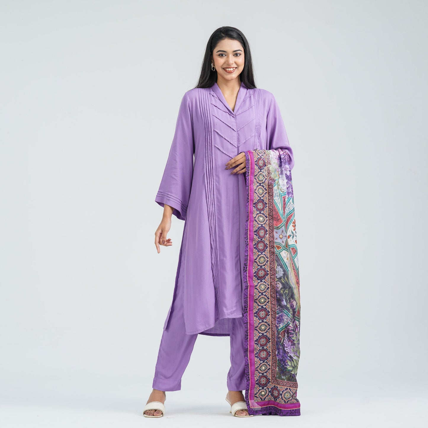 Women’s Lavender Viscose Three Piece Set