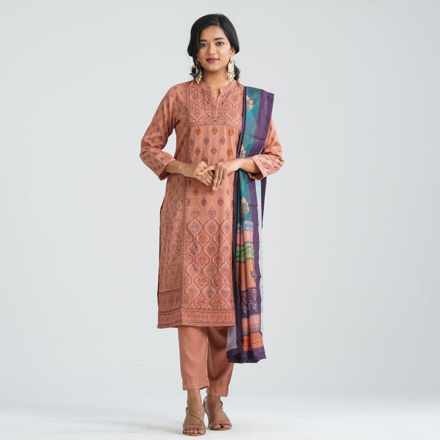 Women Blended Silk Three Piece Set