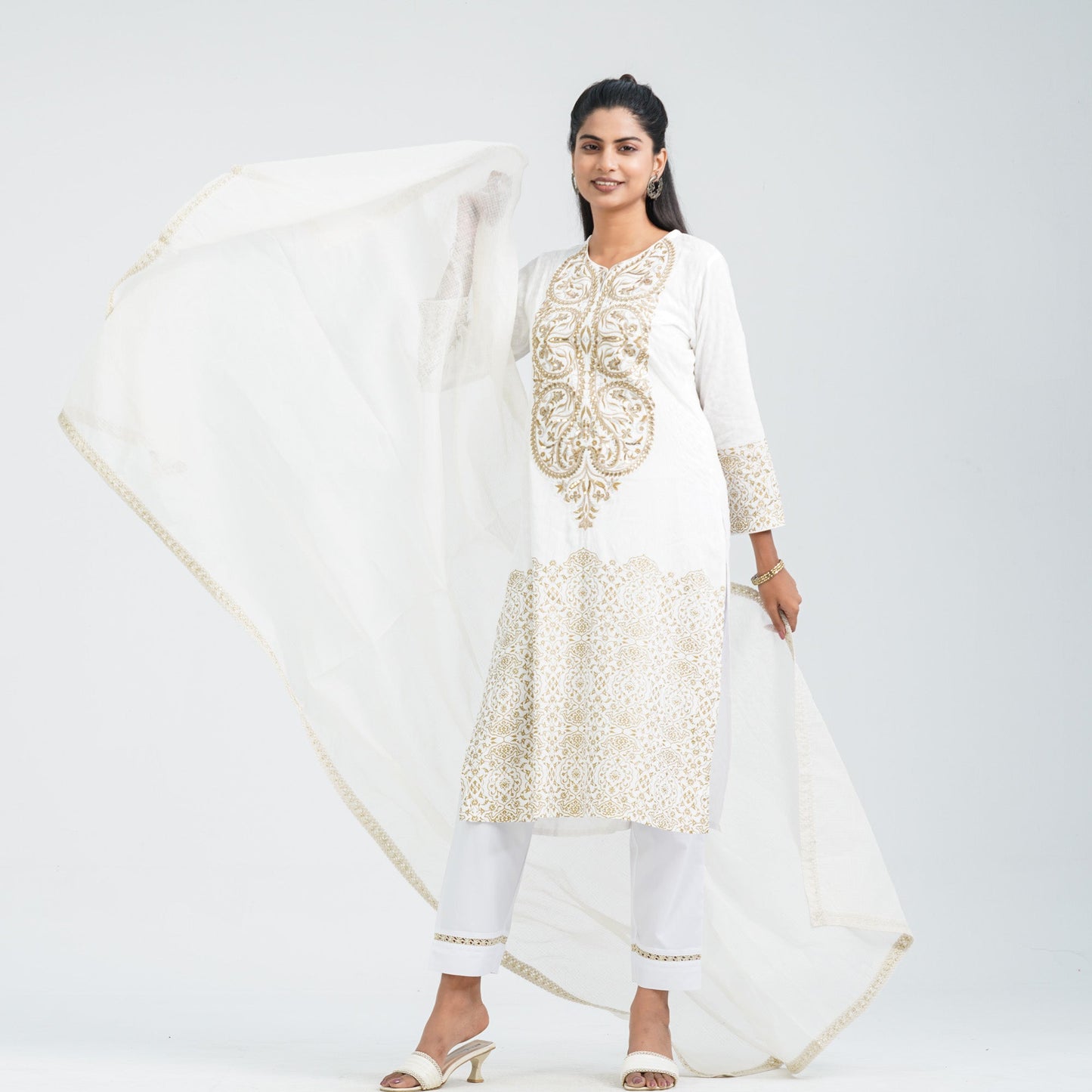 Women’s Cotton Embroidered Three Piece Set