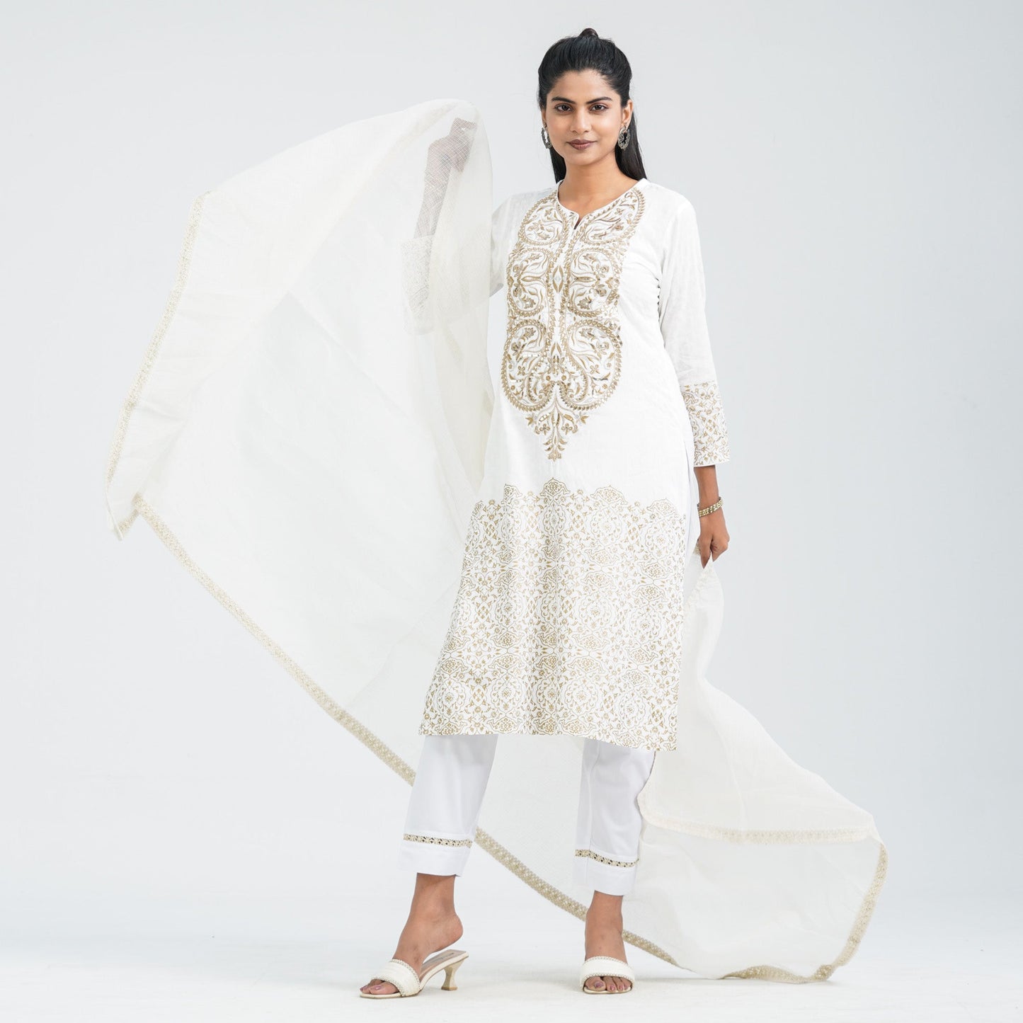 Women’s Cotton Embroidered Three Piece Set