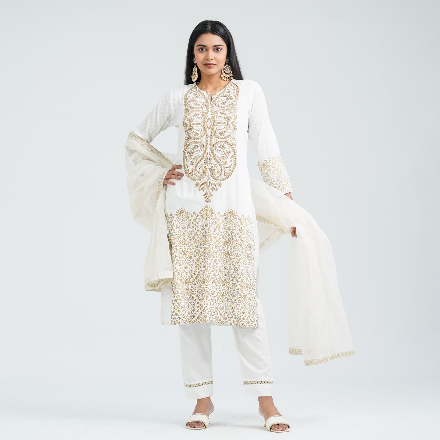Women’s Cotton Embroidered Three Piece Set