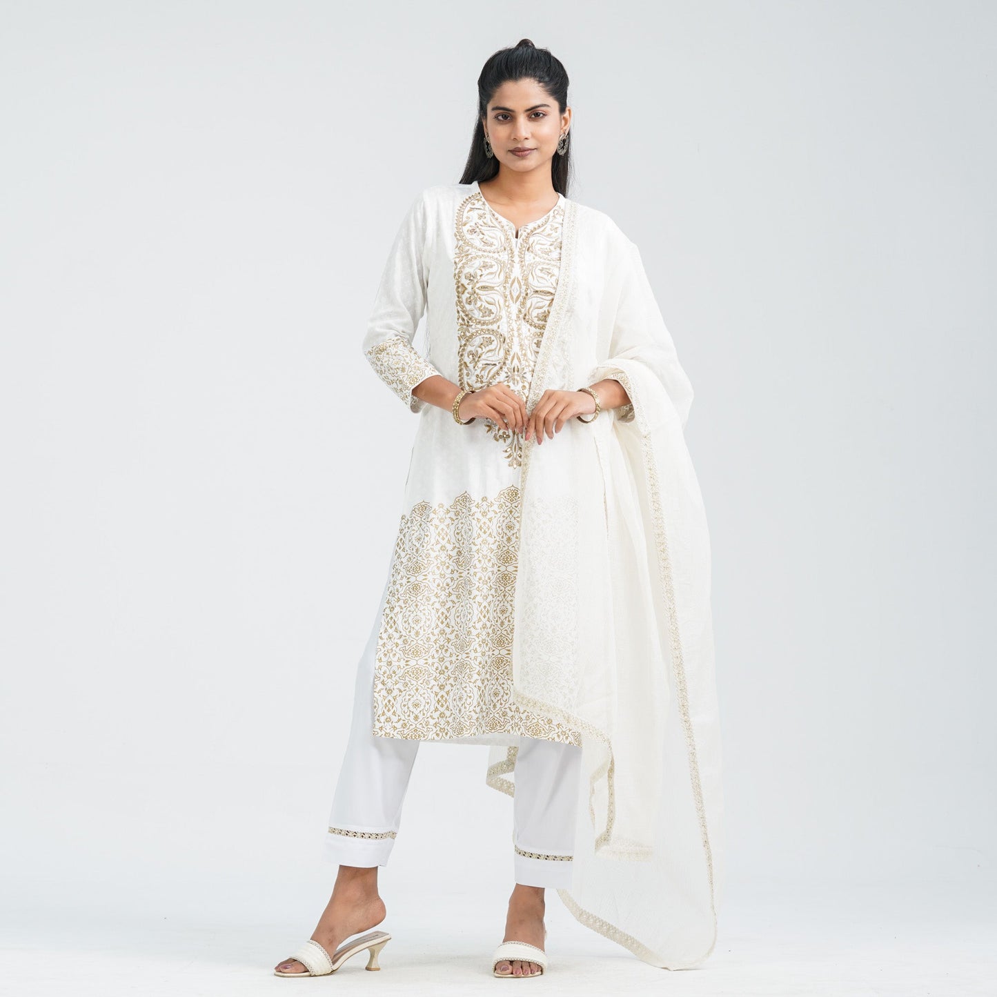 Women’s Cotton Embroidered Three Piece Set