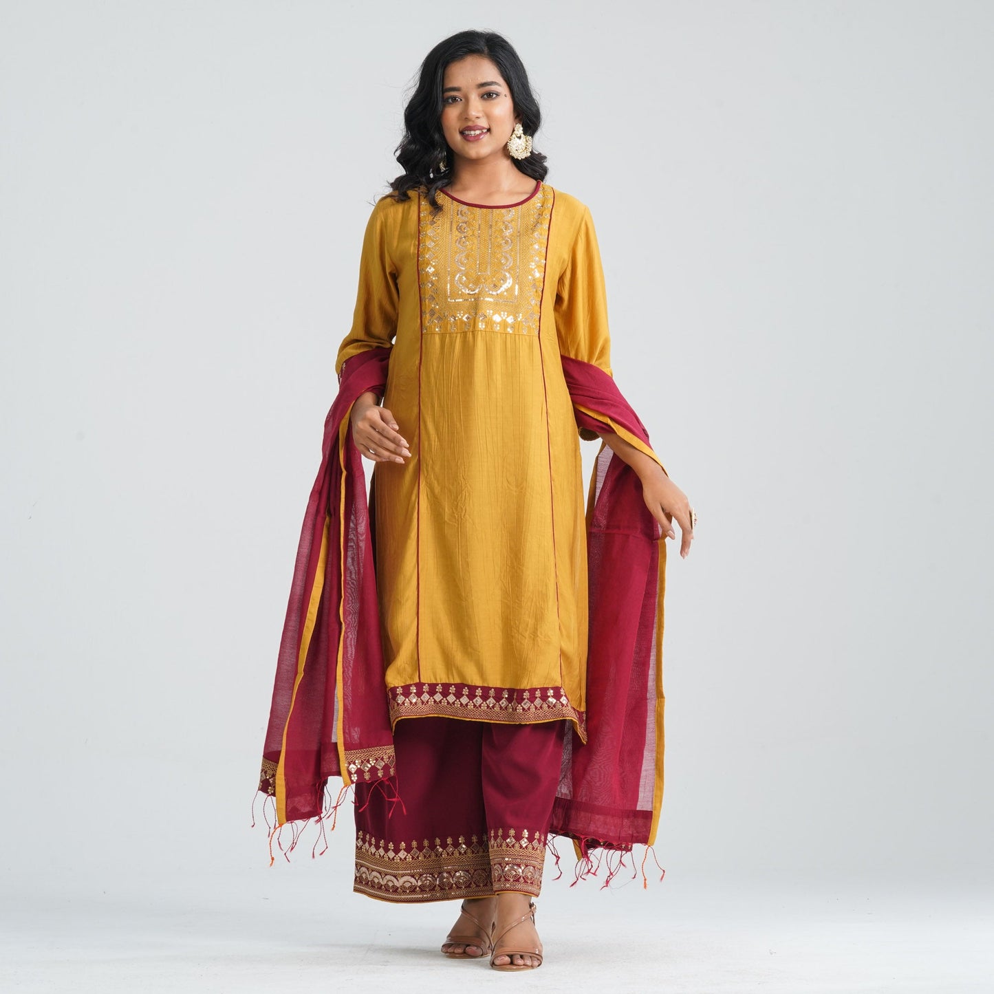 Women Blended Silk Three Piece Set