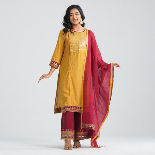 Women Blended Silk Three Piece Set