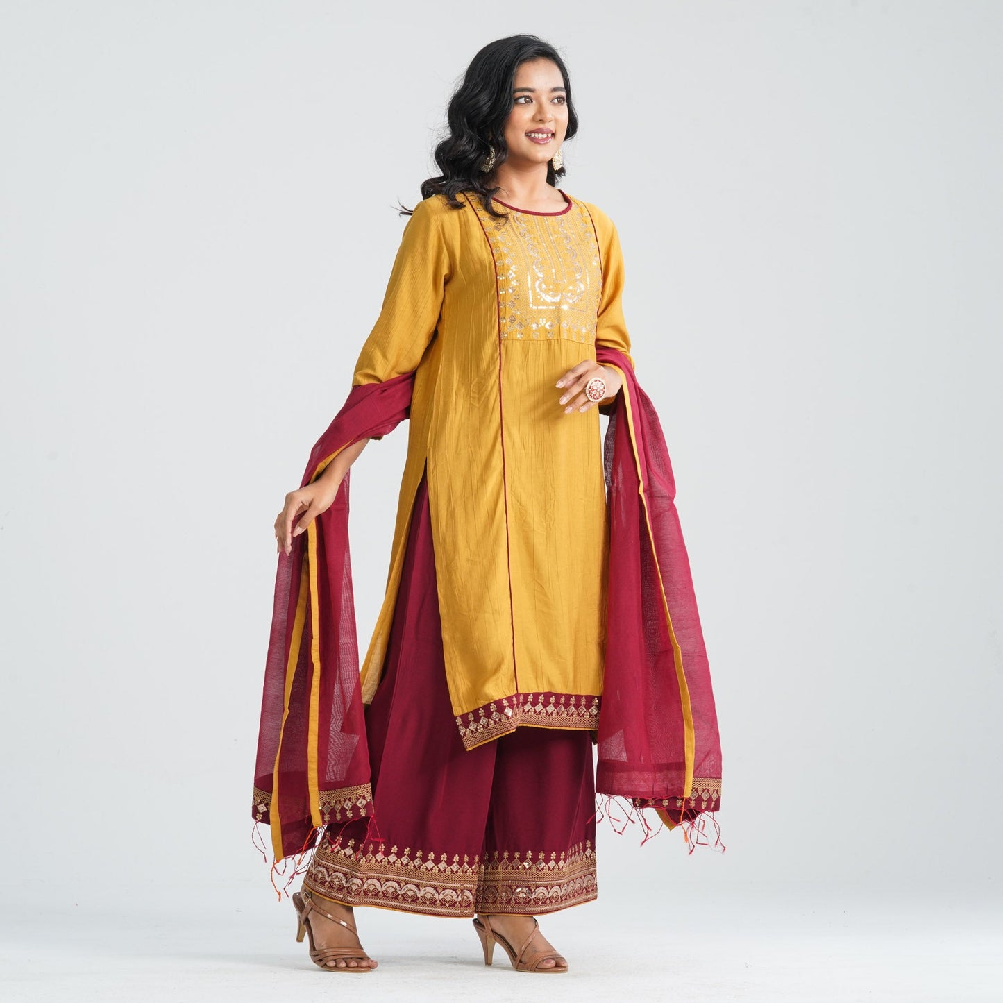 Women Blended Silk Three Piece Set