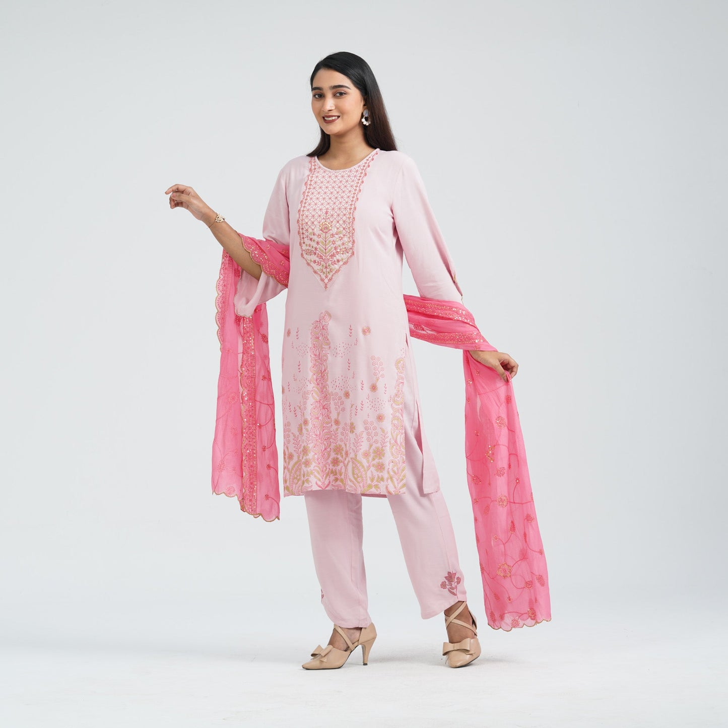 Women’s Viscose Embroidered Three Piece Set