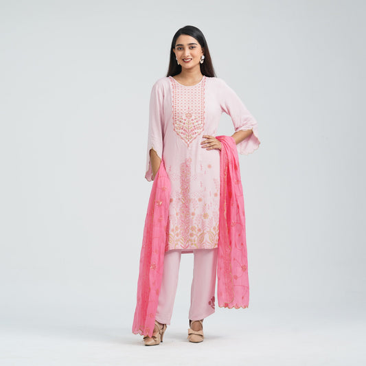 Women’s Viscose Embroidered Three Piece Set