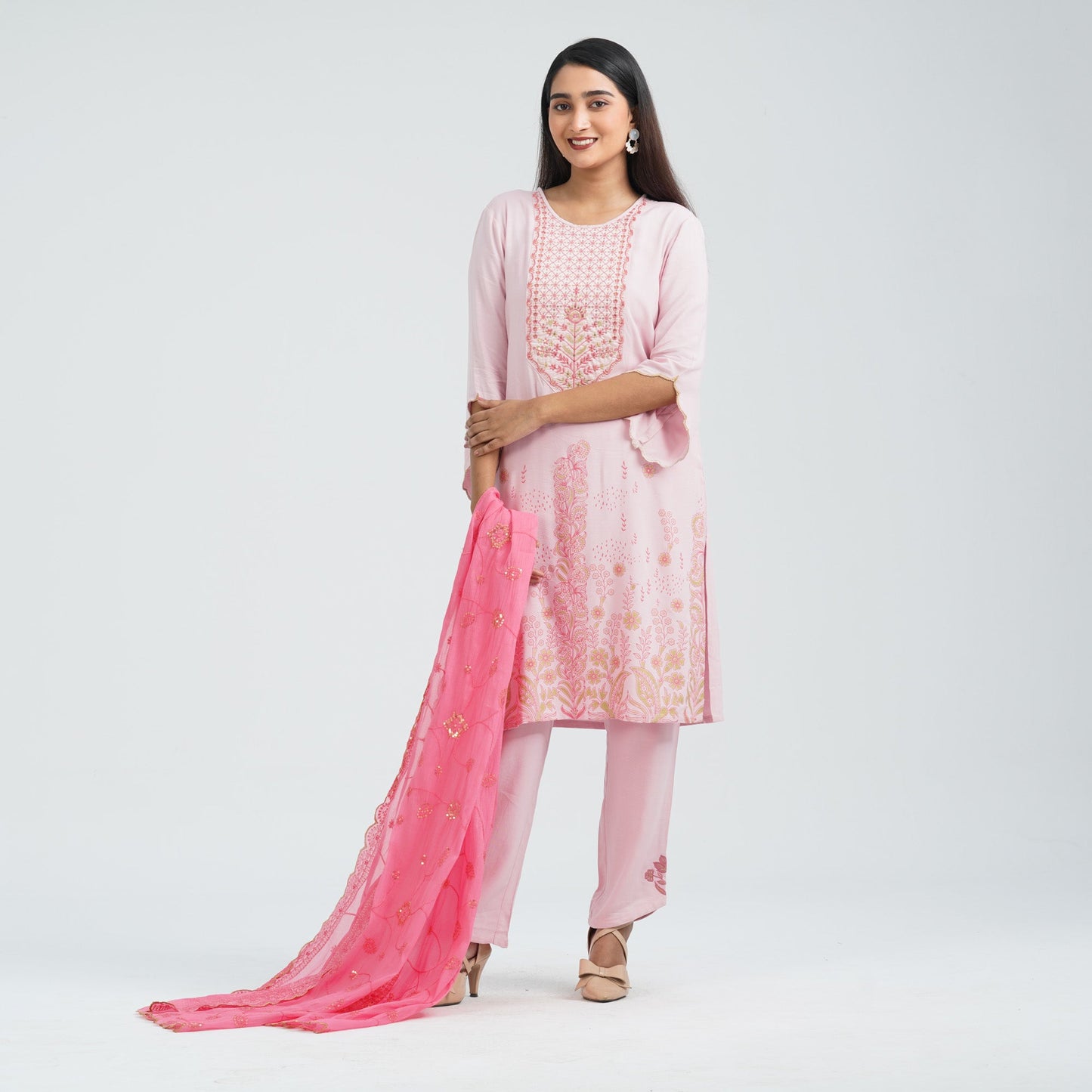 Women’s Viscose Embroidered Three Piece Set
