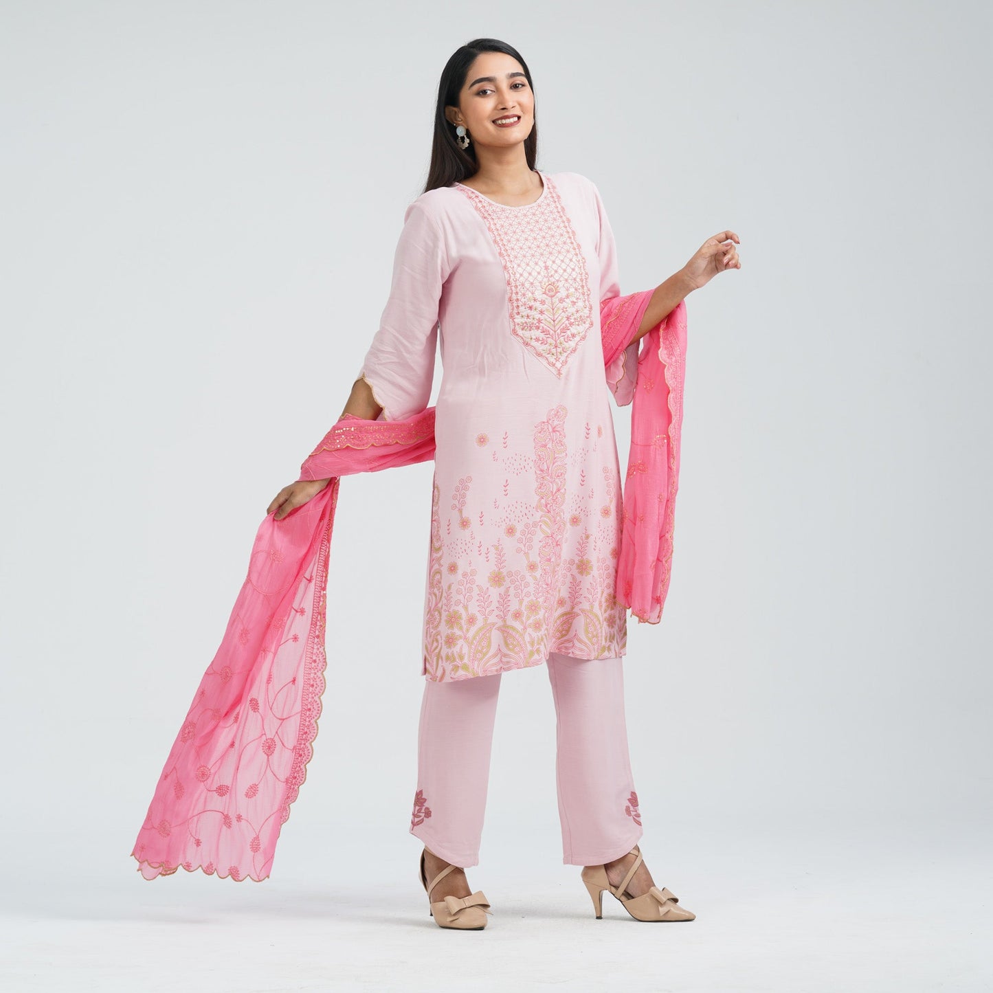 Women’s Viscose Embroidered Three Piece Set