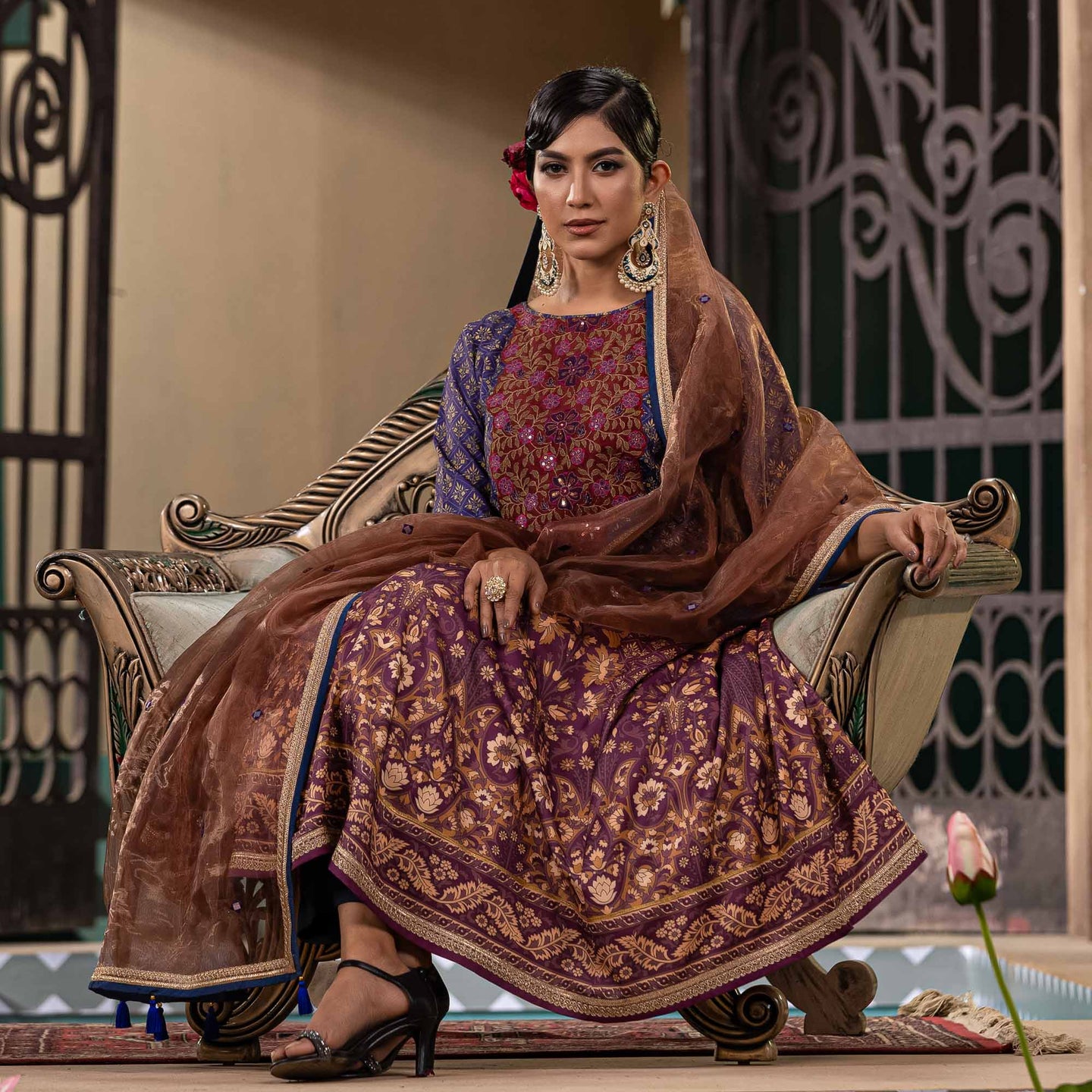 ETHNIC SUPER PREMIUM GOWN-PURPLE OMBRE