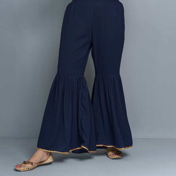 Navy Lace Linen Bottom