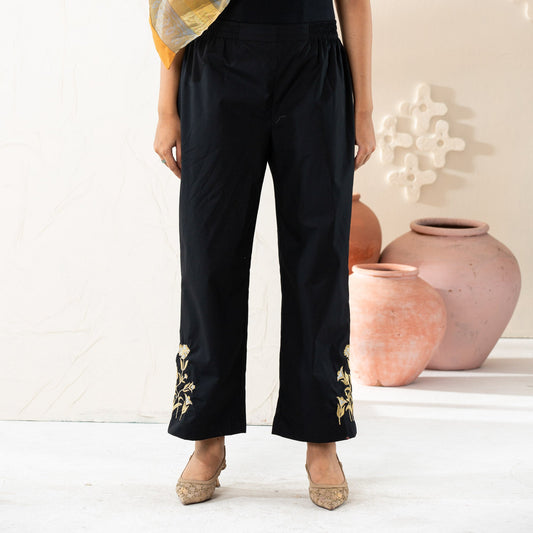 Black Embroidered Bottoms