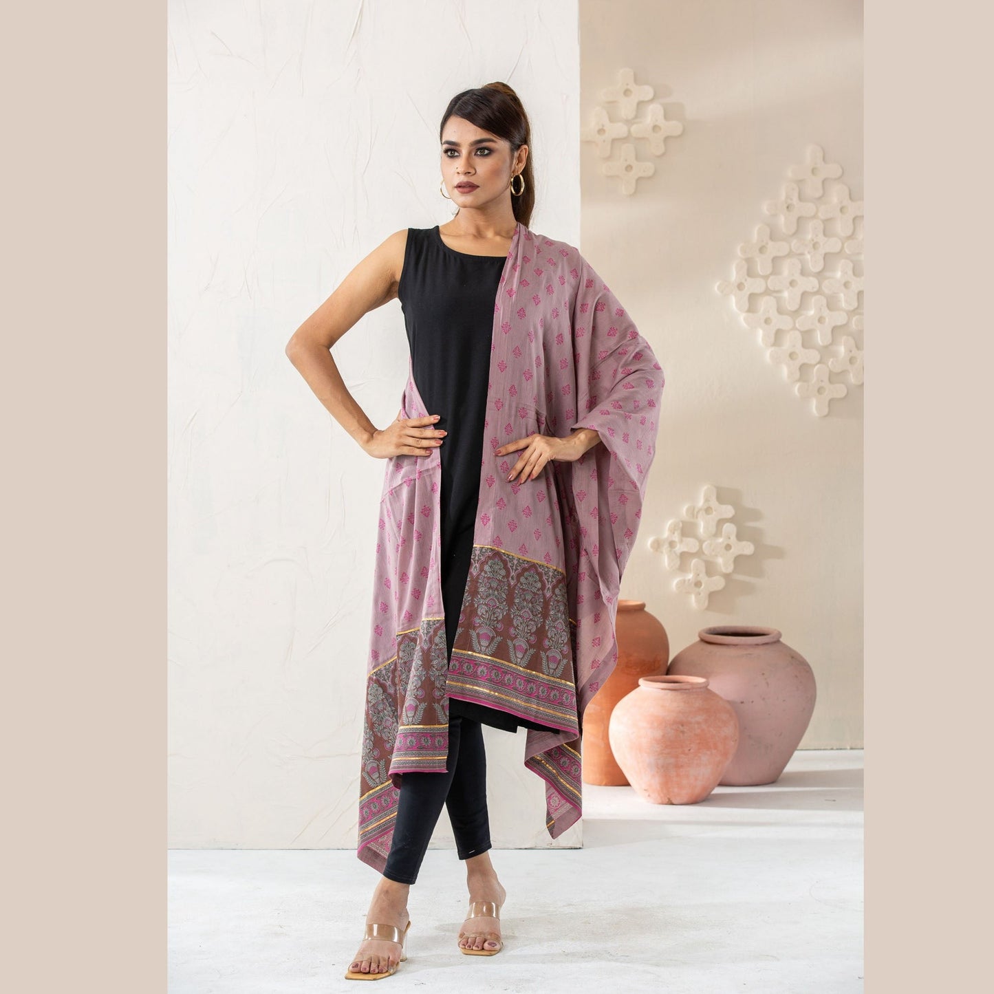Womens Purple Lace Print Orna
