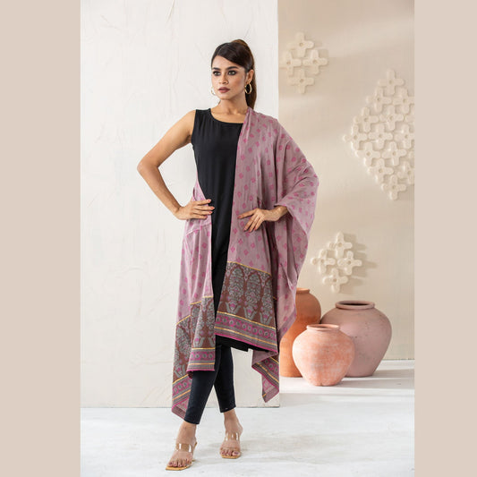 Womens Purple Lace Print Orna