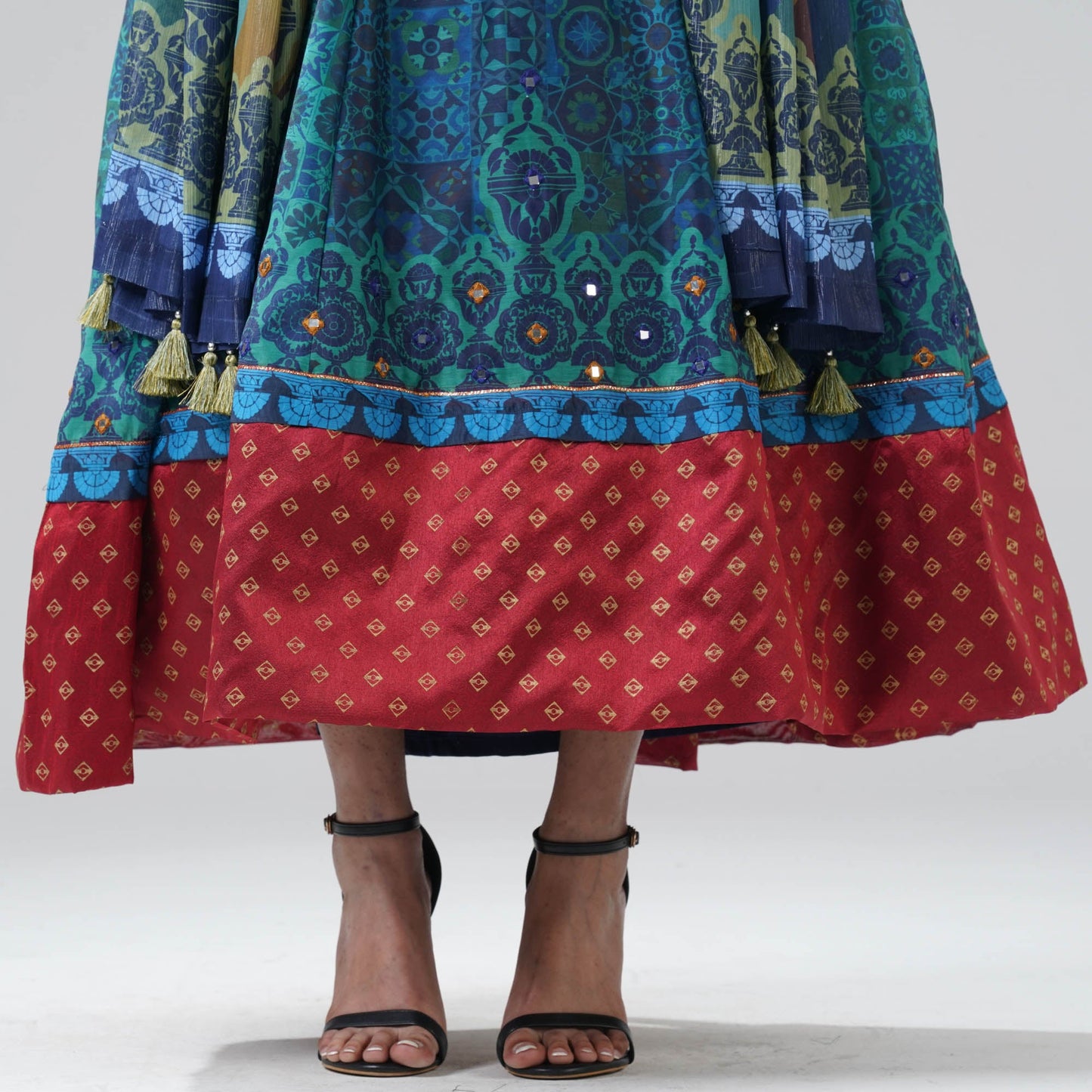 Women Aqua Ethnic Gown Set