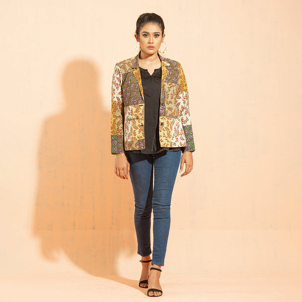 Ladies Jacket- Olive Printed