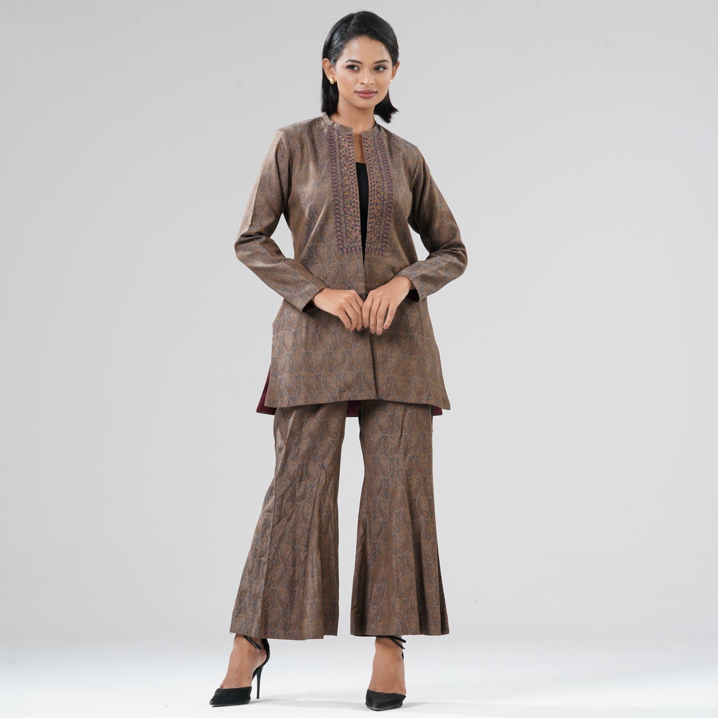 Women Brown Ethnic Two Piece Set