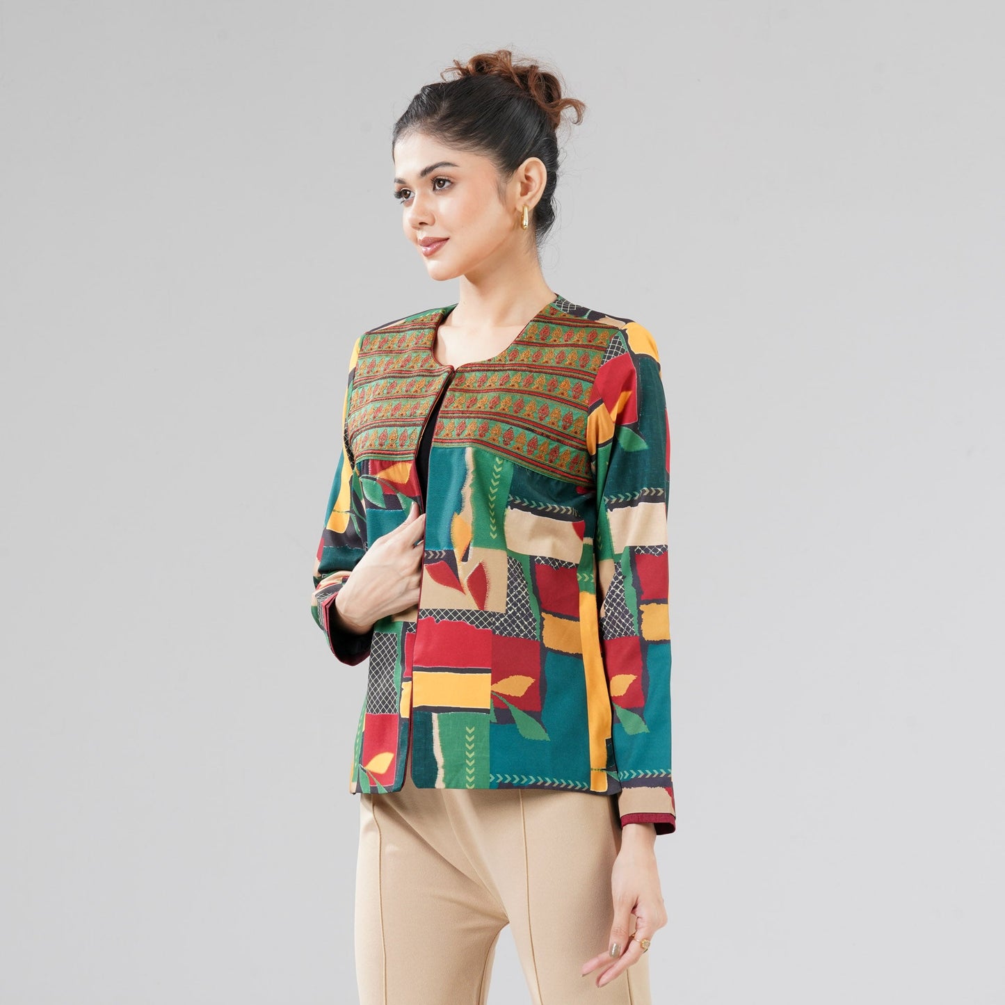 Women Green Ethnic Jacket