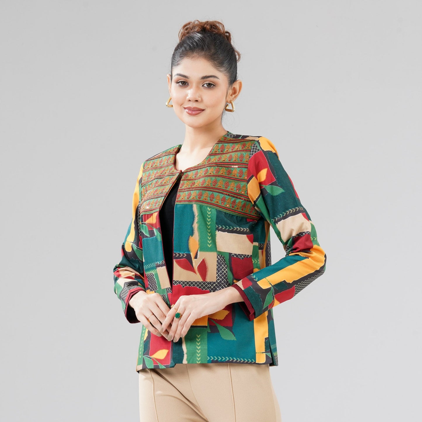 Women Green Ethnic Jacket