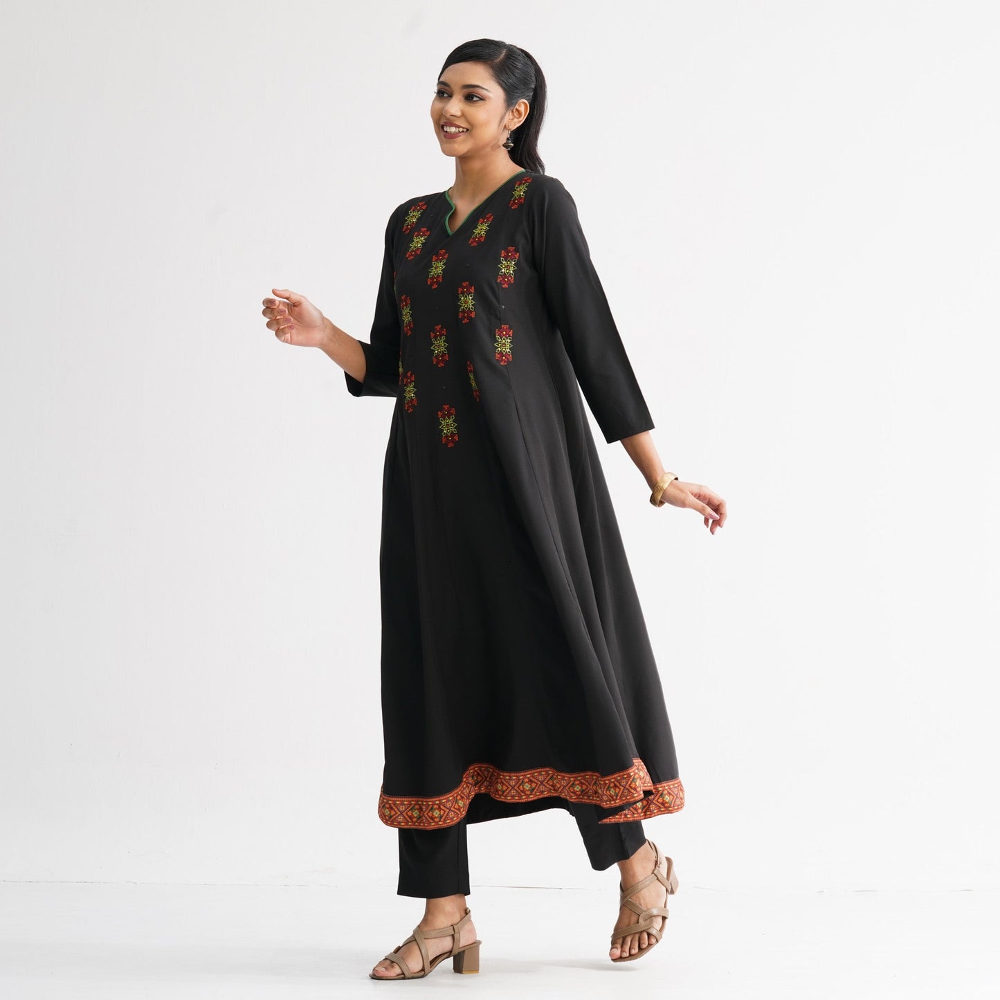 Womenâ€™s Premium Black Anarkali Kurti