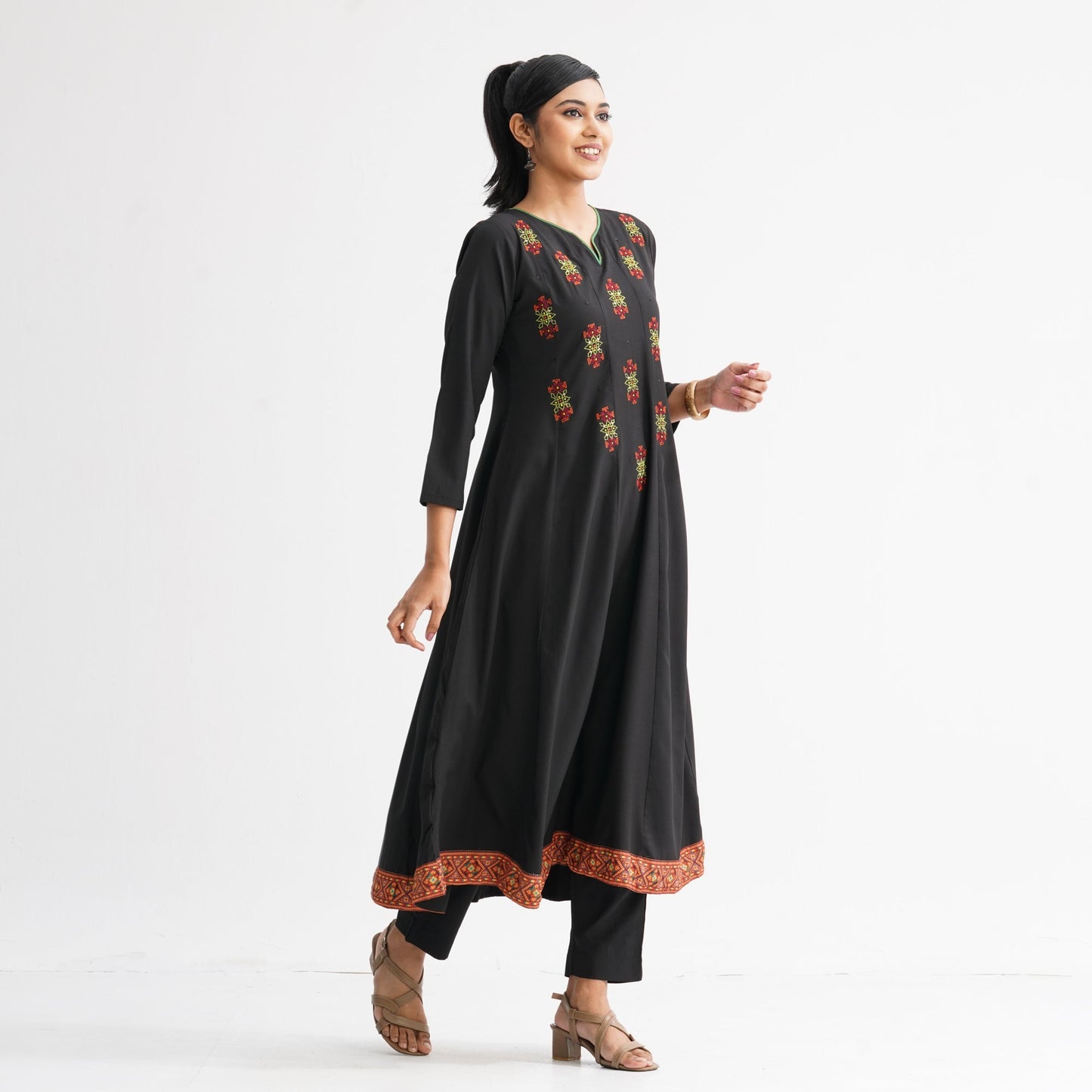 Womenâ€™s Premium Black Anarkali Kurti
