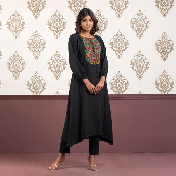 ETHNIC HIGH RANGE KURTI-BLACK