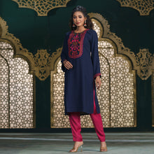 Load image into Gallery viewer, ETHNIC HIGH RANGE KURTI-NAVY
