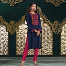 Load image into Gallery viewer, ETHNIC HIGH RANGE KURTI-NAVY
