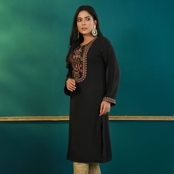 ETHNIC HIGH RANGE KURTI-BLACK