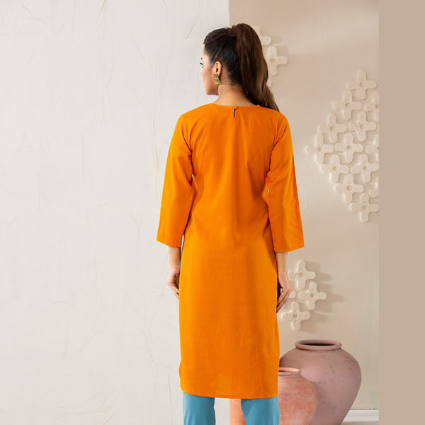 ETHNIC HIGH RANGE KURTI-ORANGE