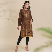 Load image into Gallery viewer, Women Brown Screen Print Kurti
