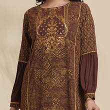 Load image into Gallery viewer, Women Brown Screen Print Kurti
