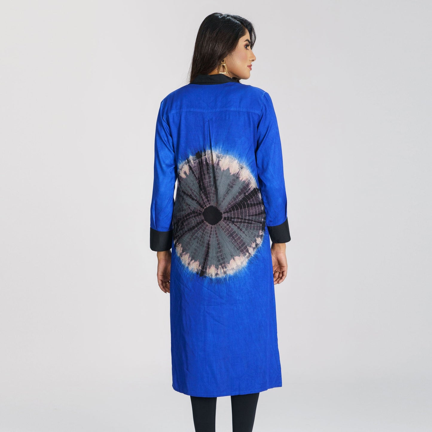 Womens Blue Tie-Dye Kurti