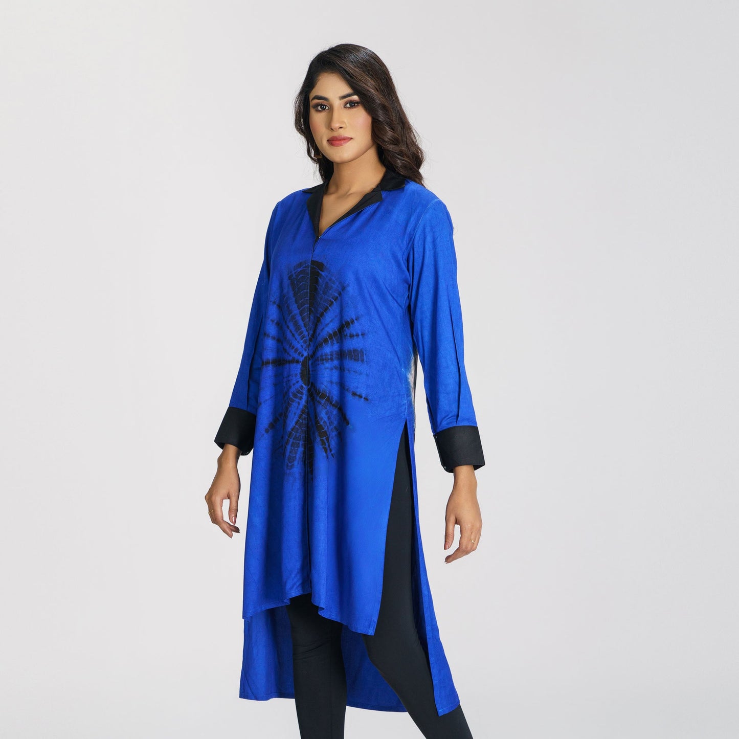 Womens Blue Tie-Dye Kurti